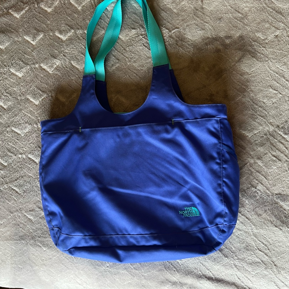 The North Face Blue Tote with Teal Straps